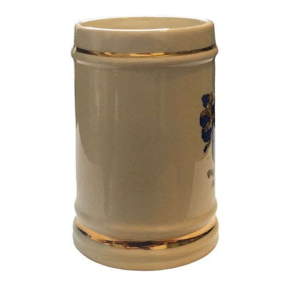 CERAMIC BEER MUG Made in USA Family Crest “Martin” Crest 22k Gold Band Trim - Picture 5 of 8